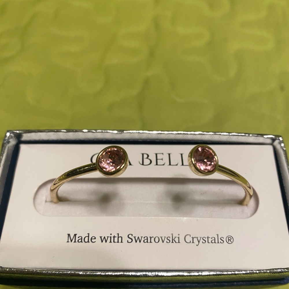 NWOT Goldtone Gia Bella Bracelet with Pink Swarovski Crystals